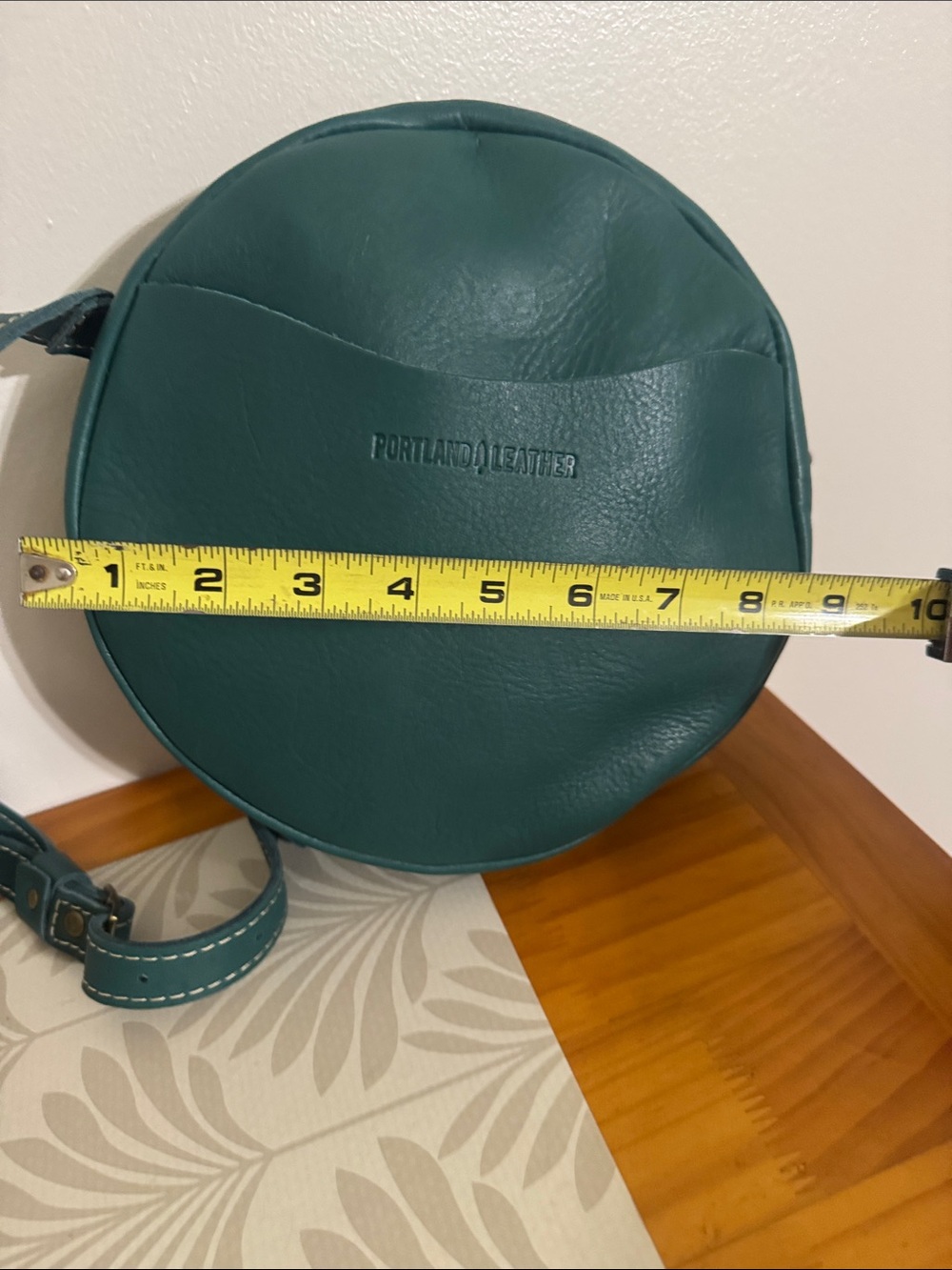 Portland Leather Teal Round Crossbody Bag - Picture 6 of 6